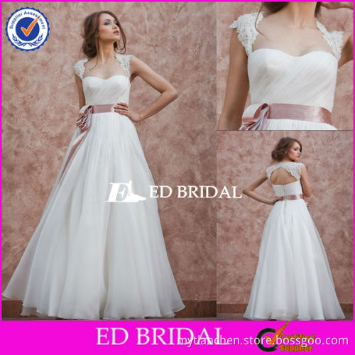 XL472 2014 lace cap sleeve detachable sash long backless wedding dress patterns